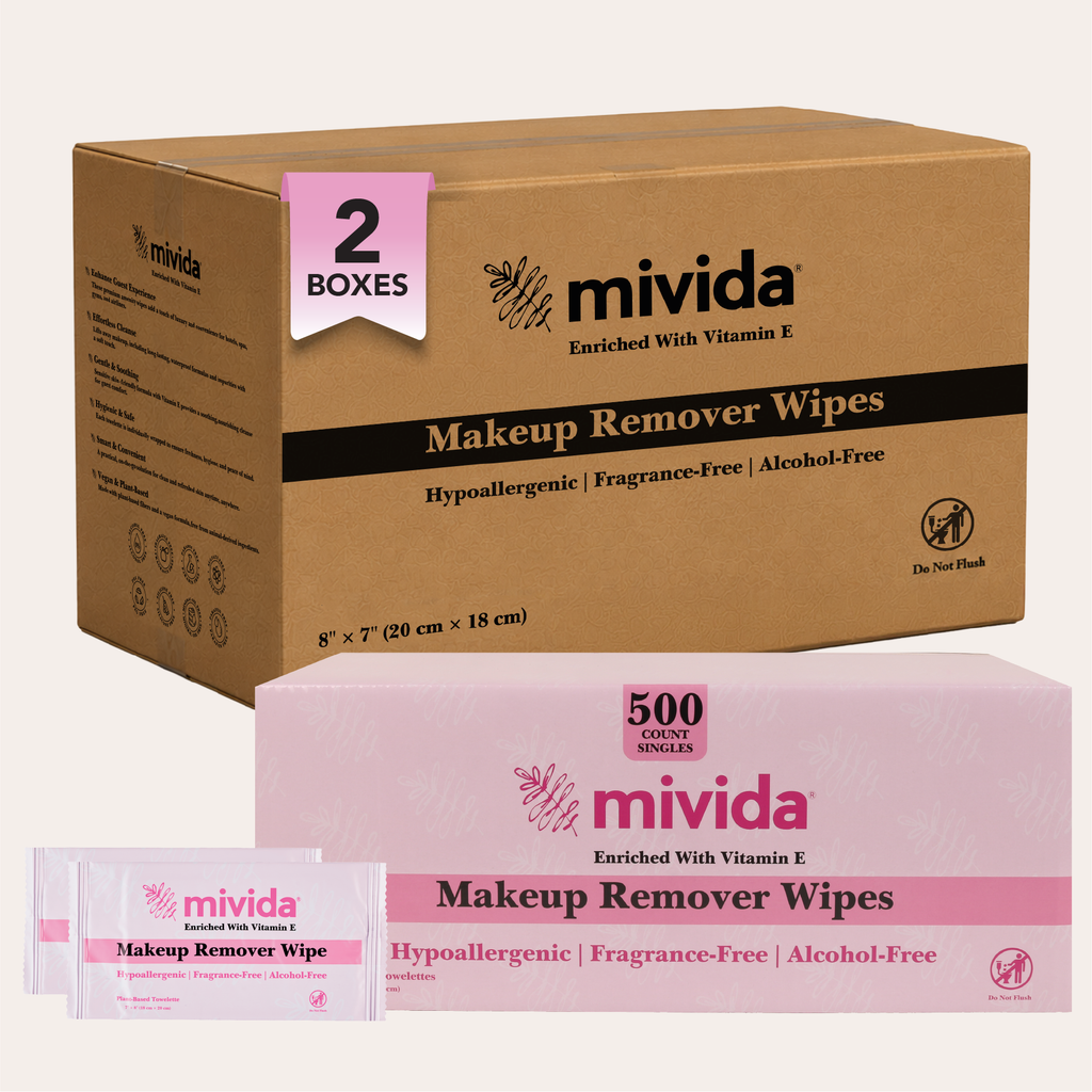 mivida Hypoallergenic Individually Wrapped Wipes, Vitamin E, Bulk 500ct