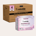 mivida Hypoallergenic Makeup Remover Wipes, Vitamin E+Hyalu Acid, 8×25 Ct