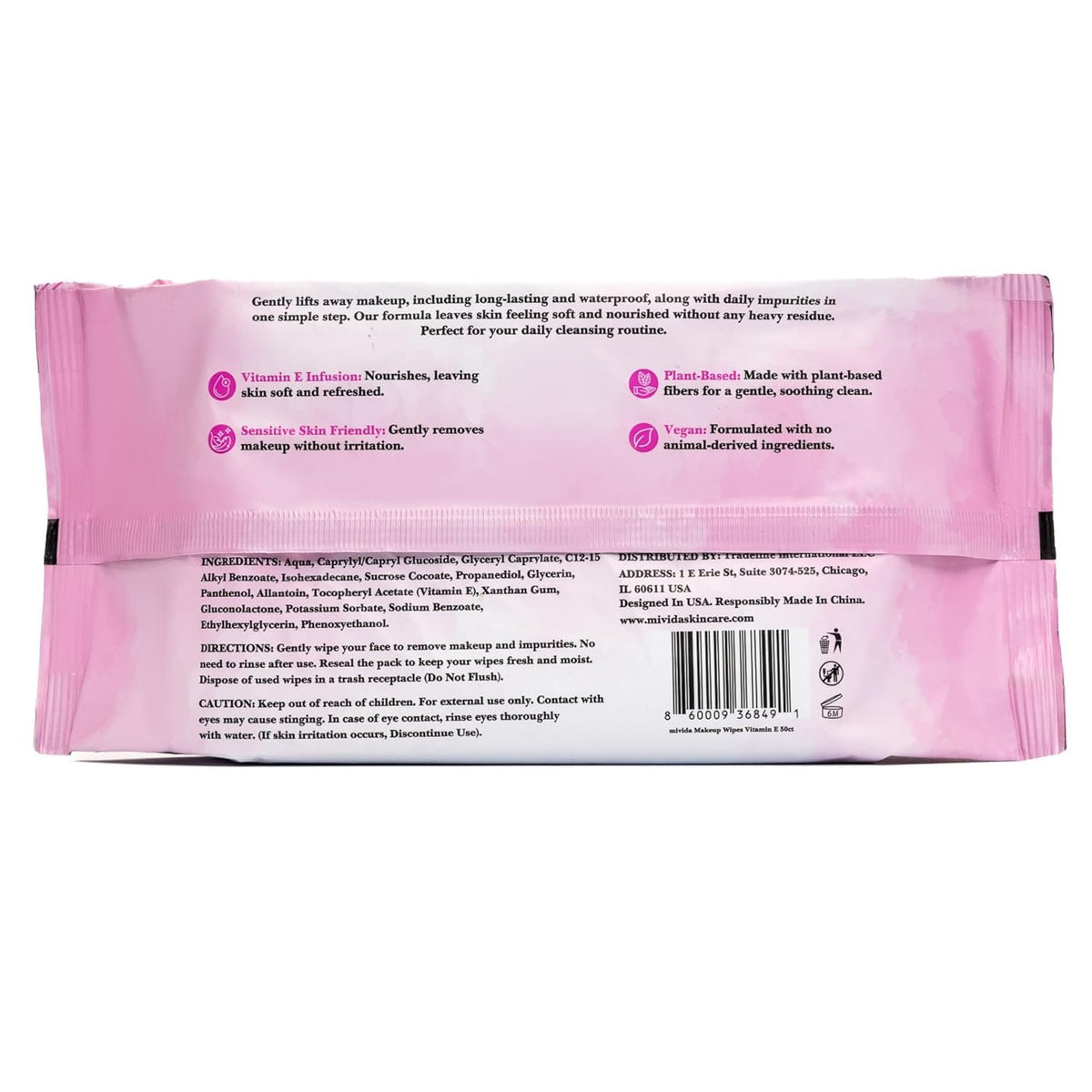 mivida Hypoallergenic Makeup Remover Wipes with Vitamin E, 50 count pack