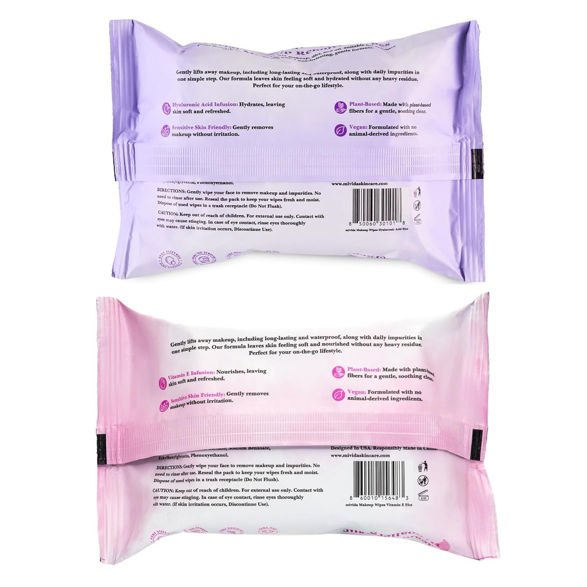 mivida Hypoallergenic Makeup Remover Wipes, Variety Box (8 Packs x 25 Wipes)